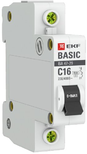 Выключатель автоматический EKF Basic ВА47-29 1п 16А C 4.5кА картинка